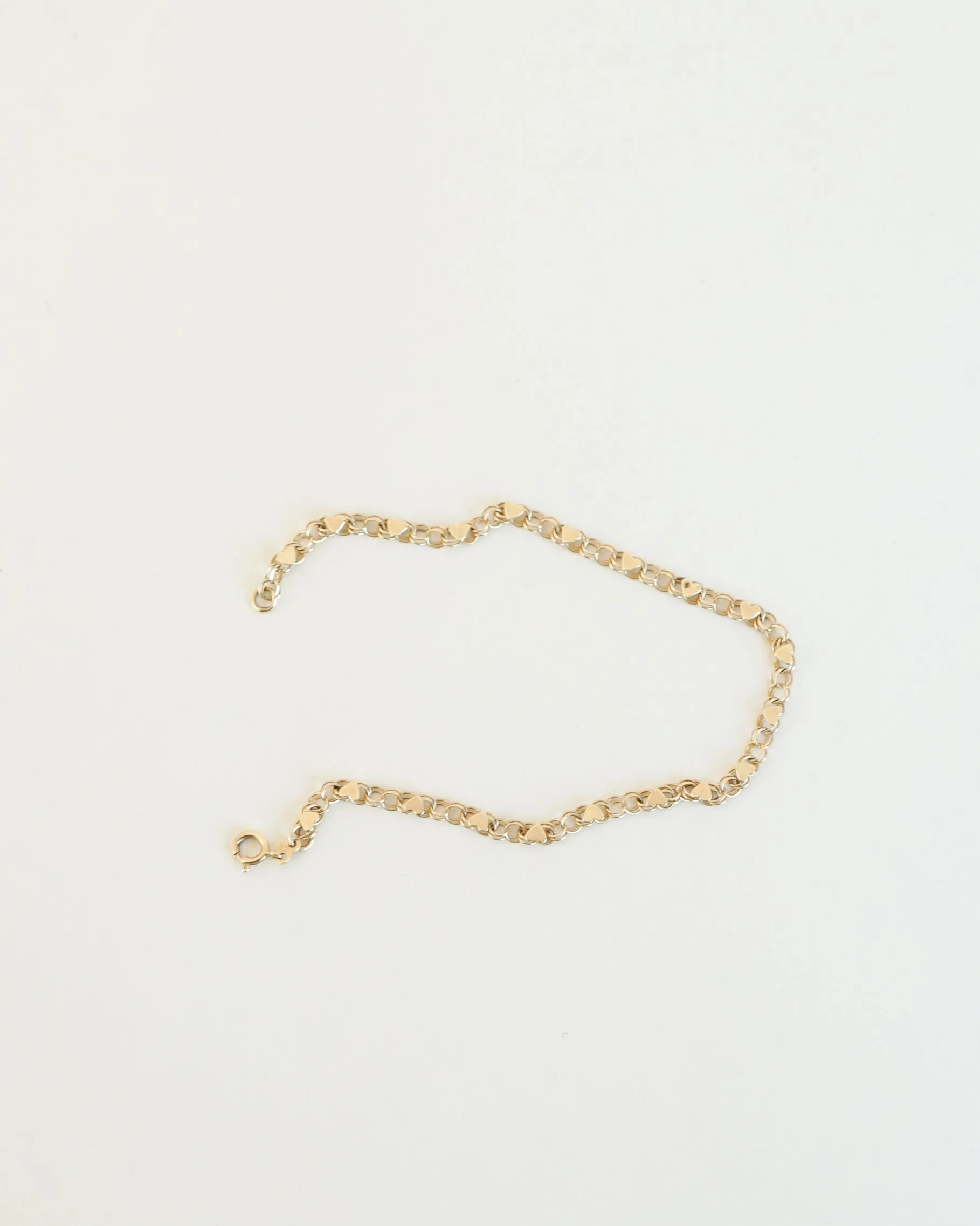 14k Gold Heart Chain Bracelet