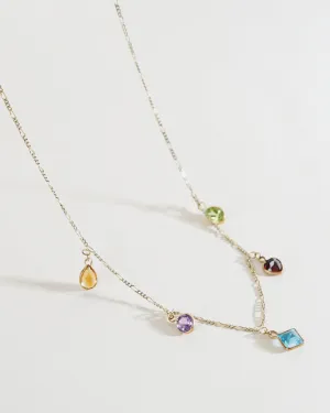 14k Gold Necklace W/ Multi Stones