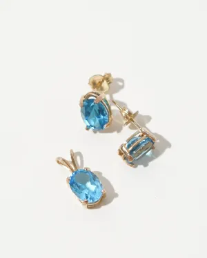 14k Gold x Blue Topaz Charm