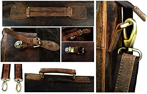 16 Inch Vintage Computer Leather Laptop Messenger Bags for Men Leather Briefcase Shoulder Bag Man & Women Bag