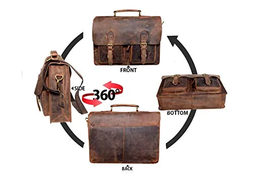 16 Inch Vintage Computer Leather Laptop Messenger Bags for Men Leather Briefcase Shoulder Bag Man & Women Bag