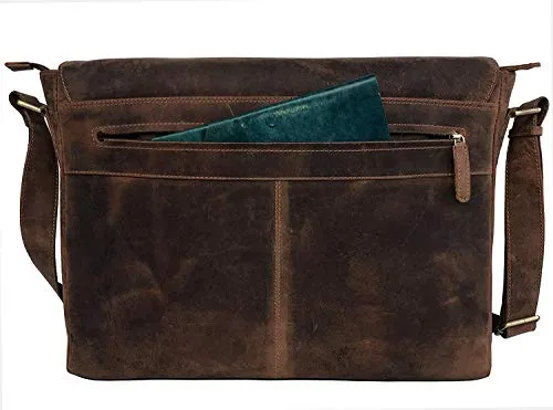 18 Inch Vintage Computer Leather Laptop Messenger Bags for Men Leather Briefcase Shoulder Bag Man & Women Bag (vintage brown)