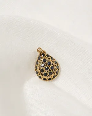 18K Gold Teardrop Charm w/ Sapphire