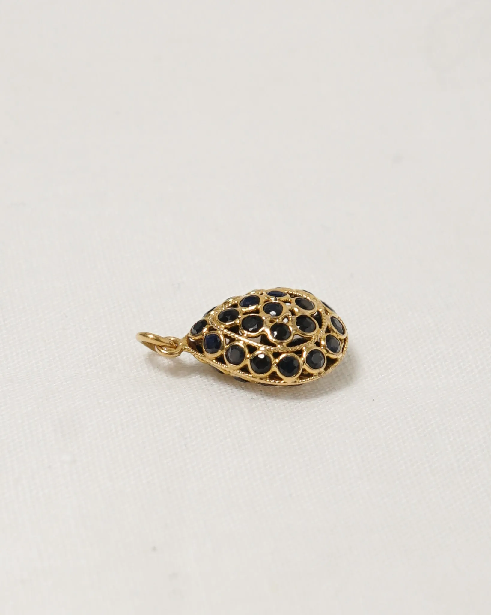 18K Gold Teardrop Charm w/ Sapphire