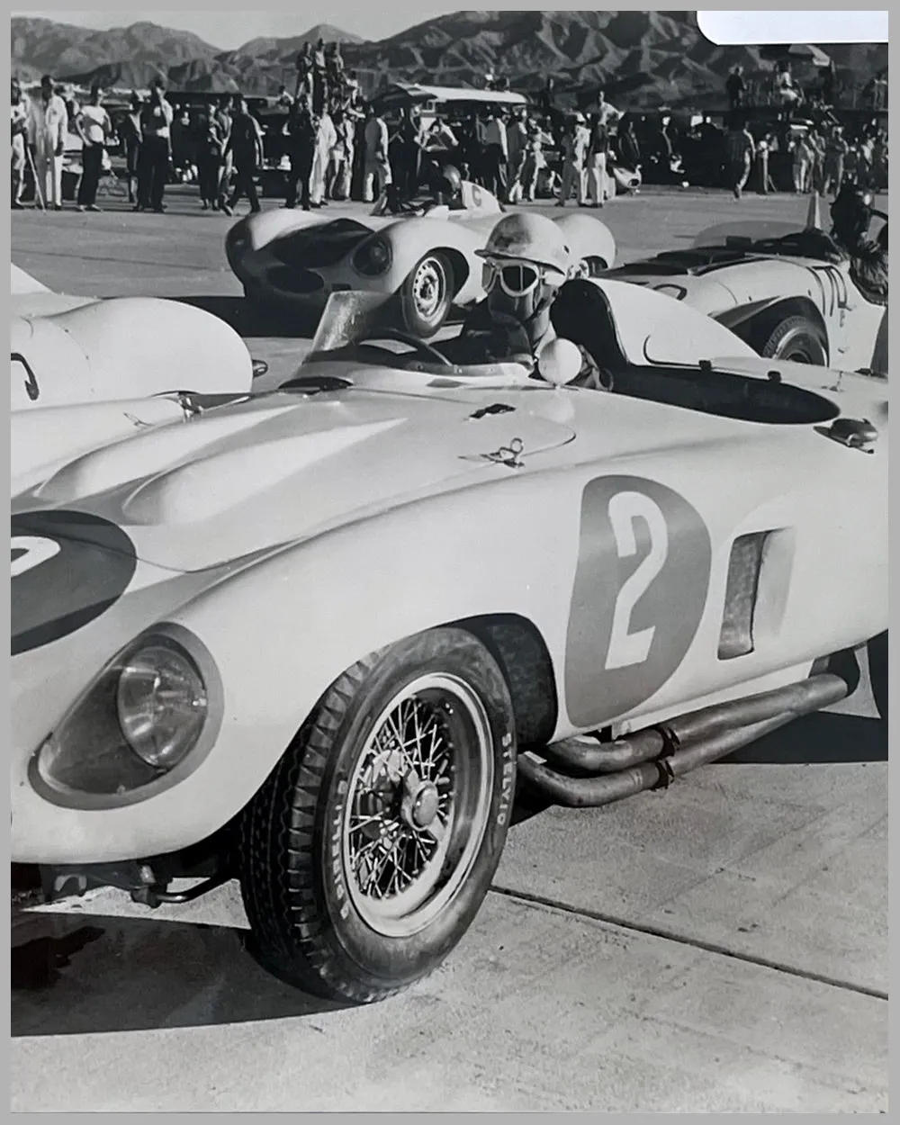 1956 Palm Springs Sprint National Race b&w photograph of Phil Hill