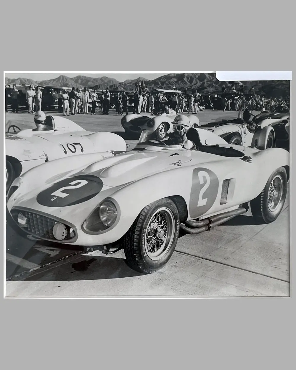 1956 Palm Springs Sprint National Race b&w photograph of Phil Hill