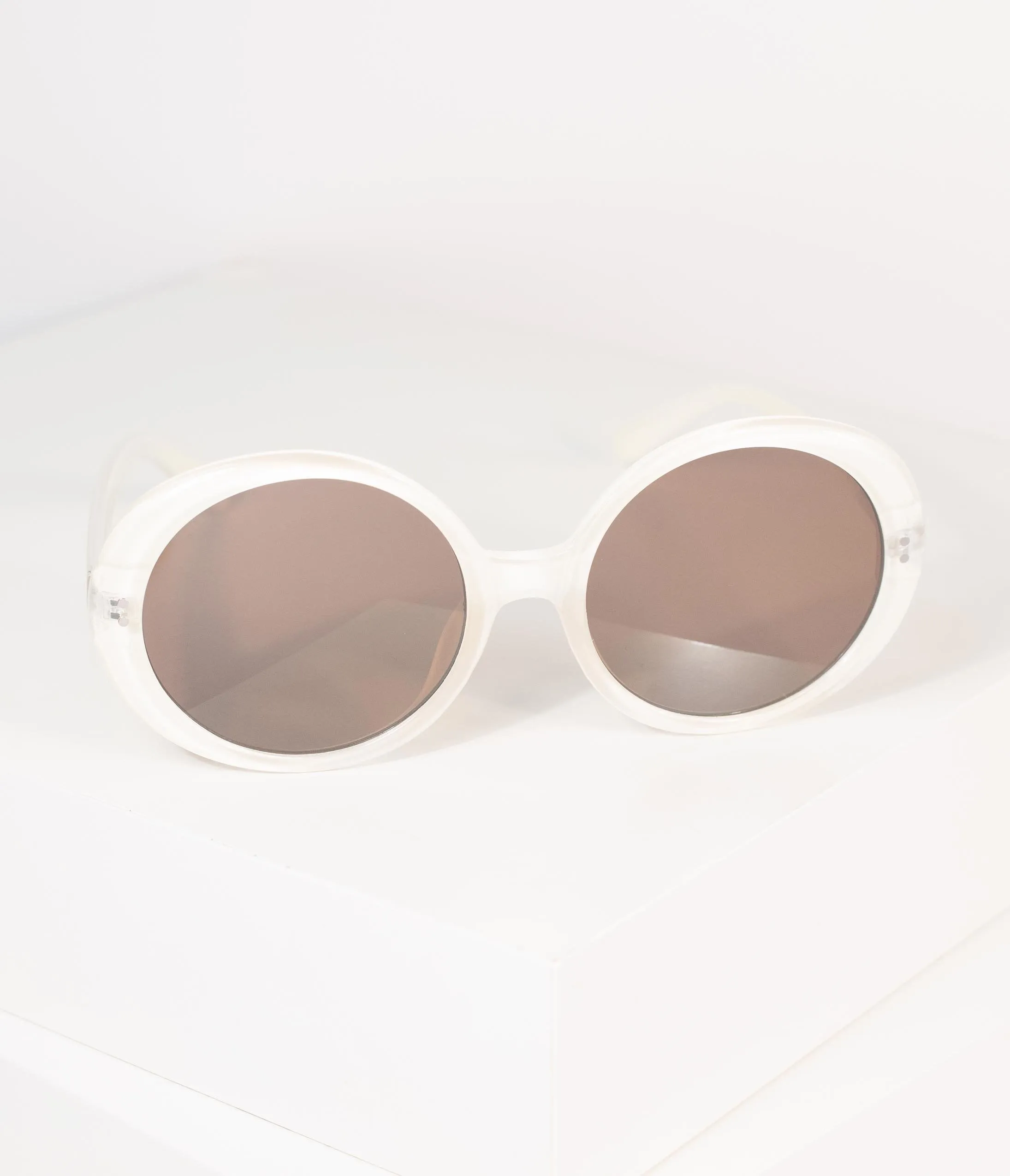 1960s Cream Round Romance Sunglasses