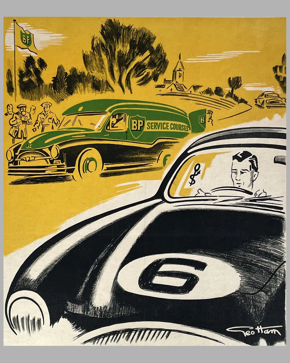 4 eme Rallye Esculape 1956 original race poster, artwork by Geo Ham