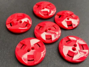 6 Bright Red Vintage French 2.2cm or 1.7cm  Buttons