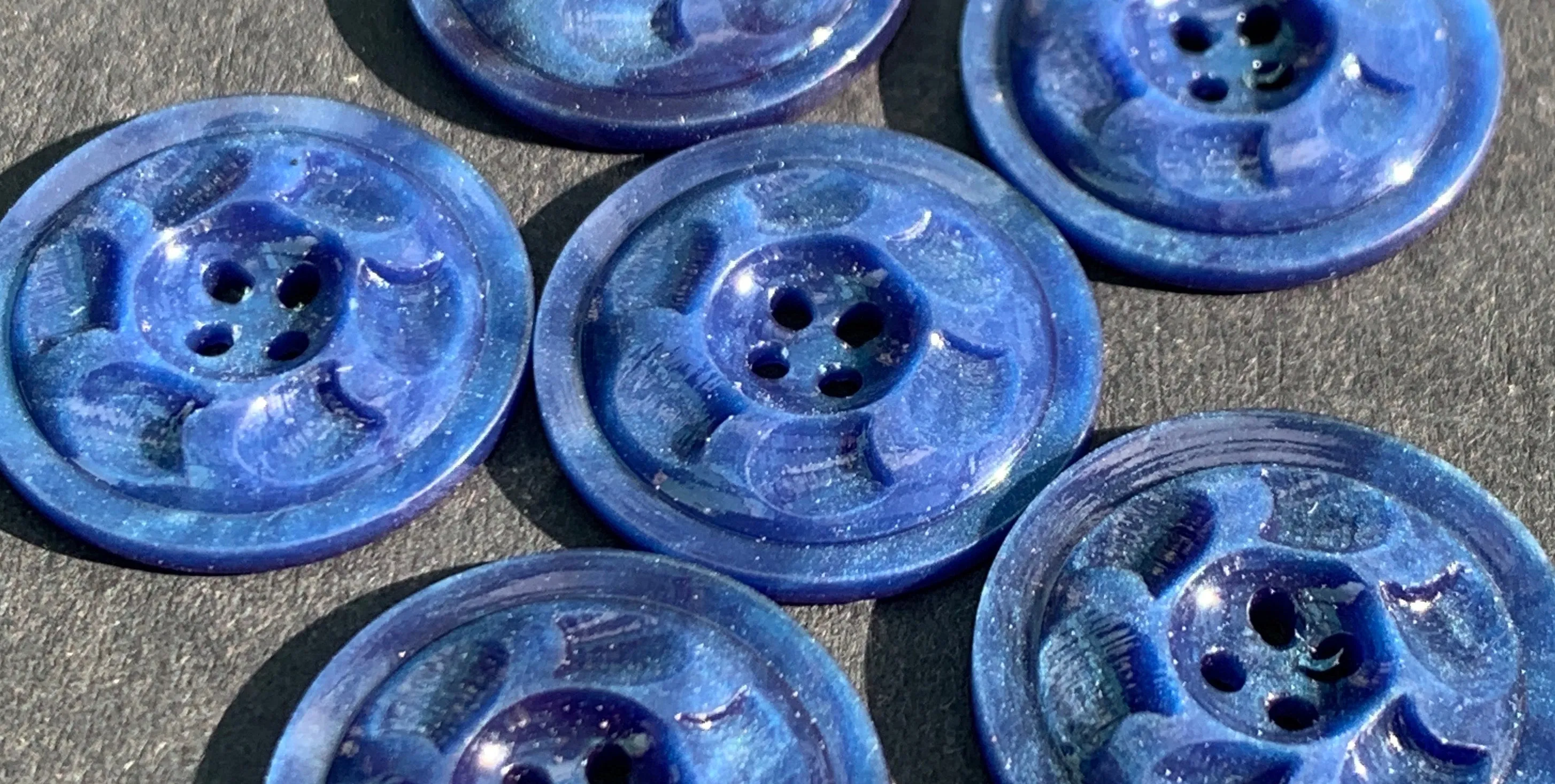 6 Dark Petrol Blue Dynamic Vintage 1.8cm Buttons