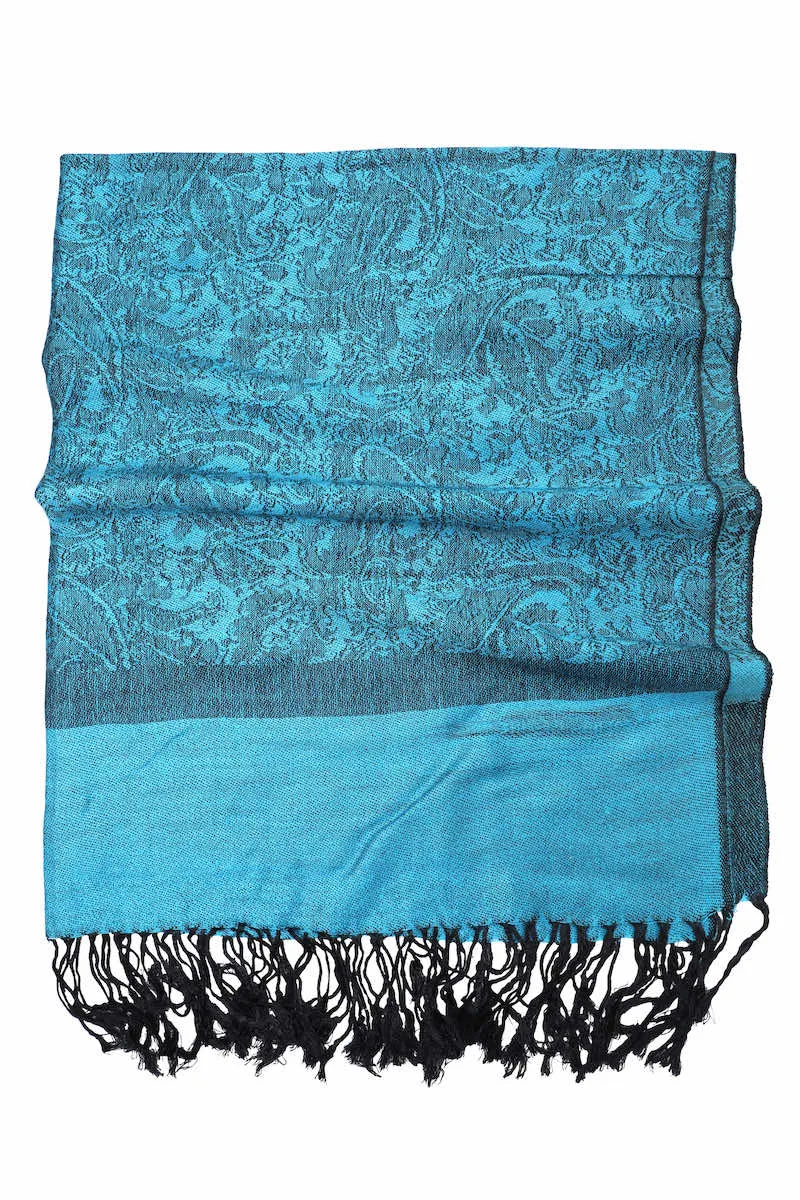 Achillea Cyan Blue Jacquard Pashmina Scarf