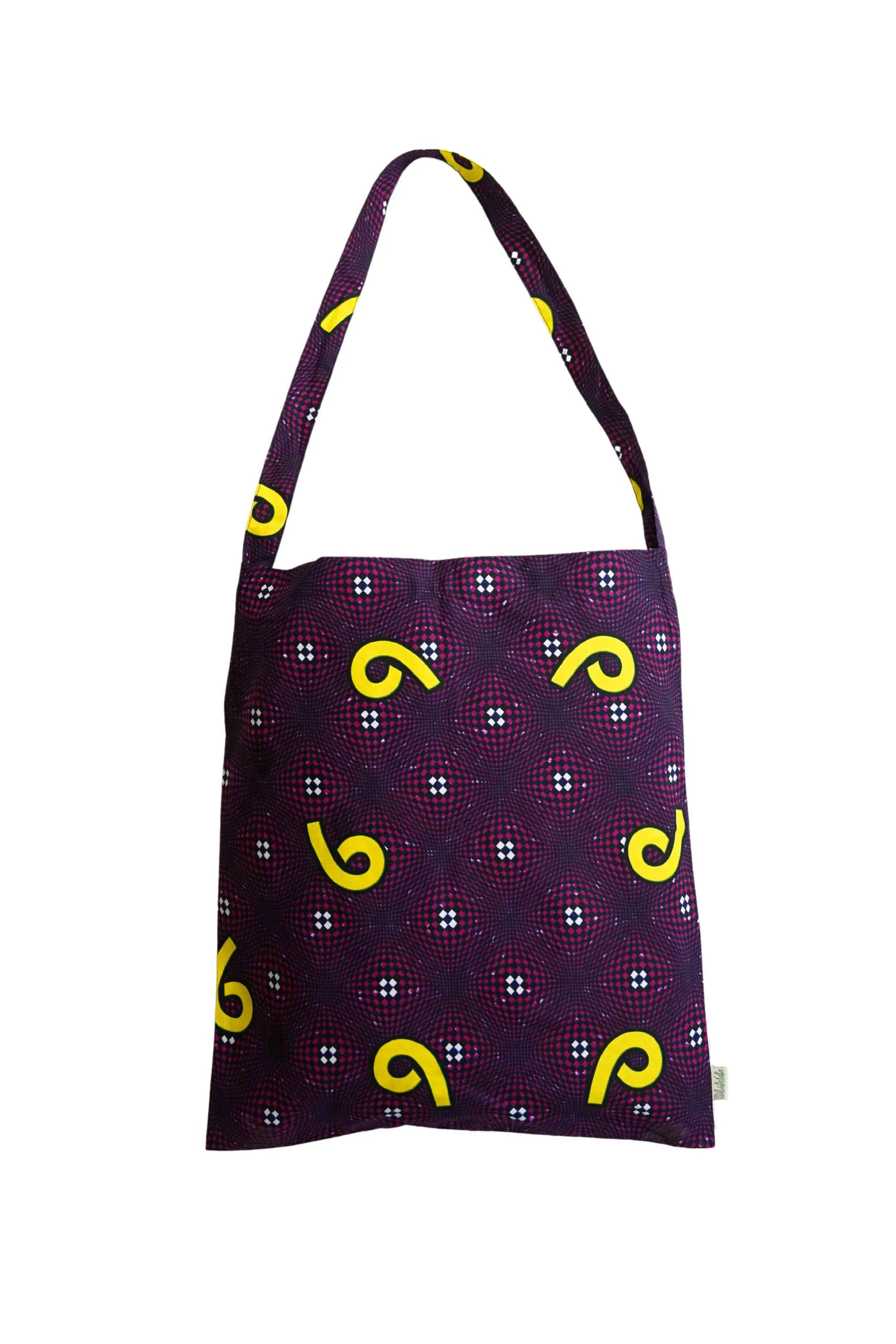 Akoli Messenger Totebag - Purple and Yellow African Ankara Wax Cotton Print_3