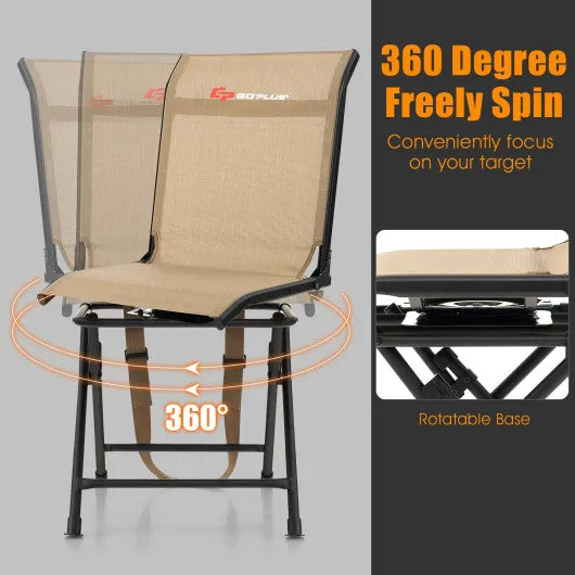 All-weather Outdoor Foldable 360-Degree Swivel Chair with Iron Frame-Brown