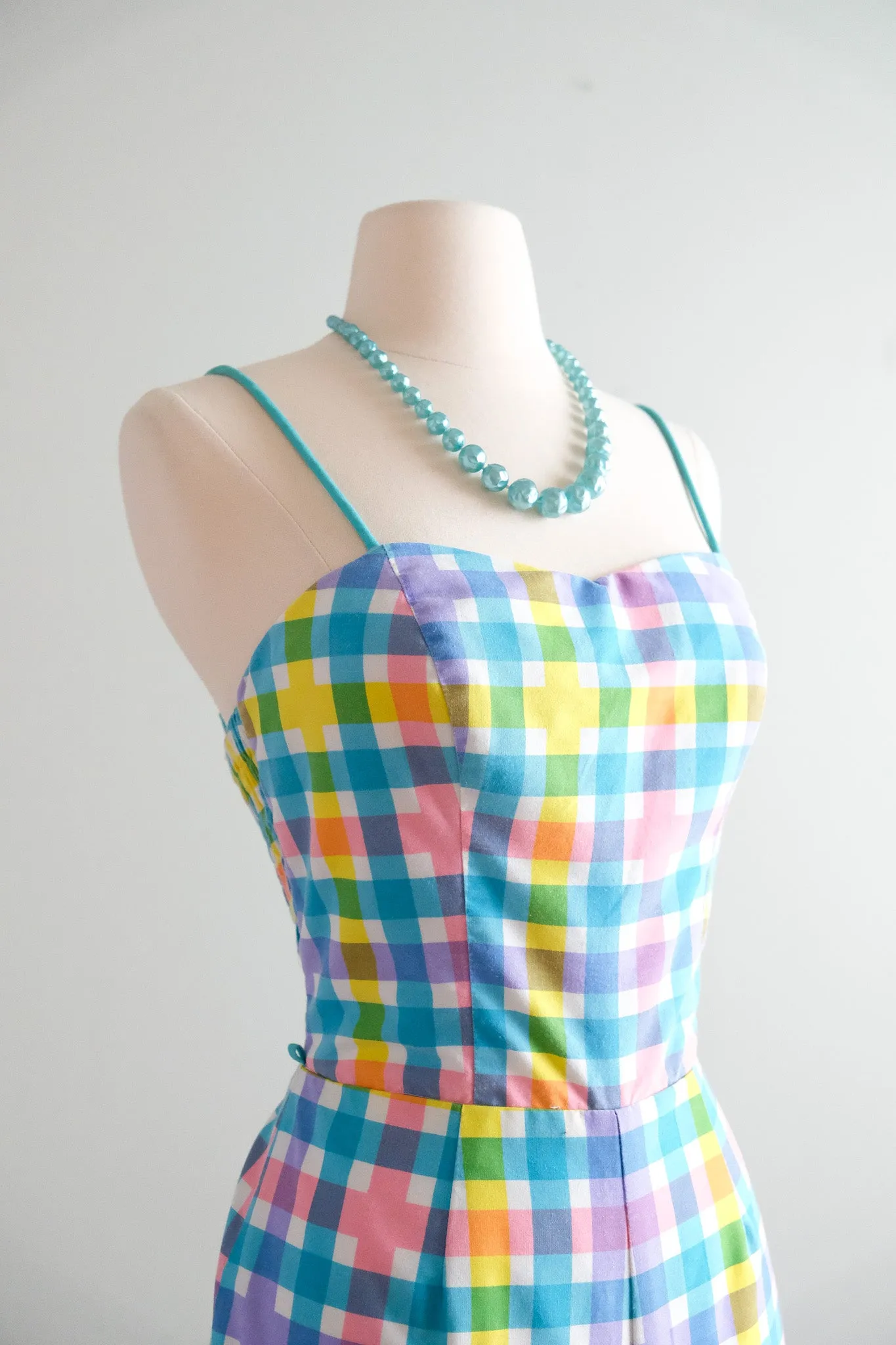 Amazing 1960’s Colorful Plaid Playsuit / Sz S/M