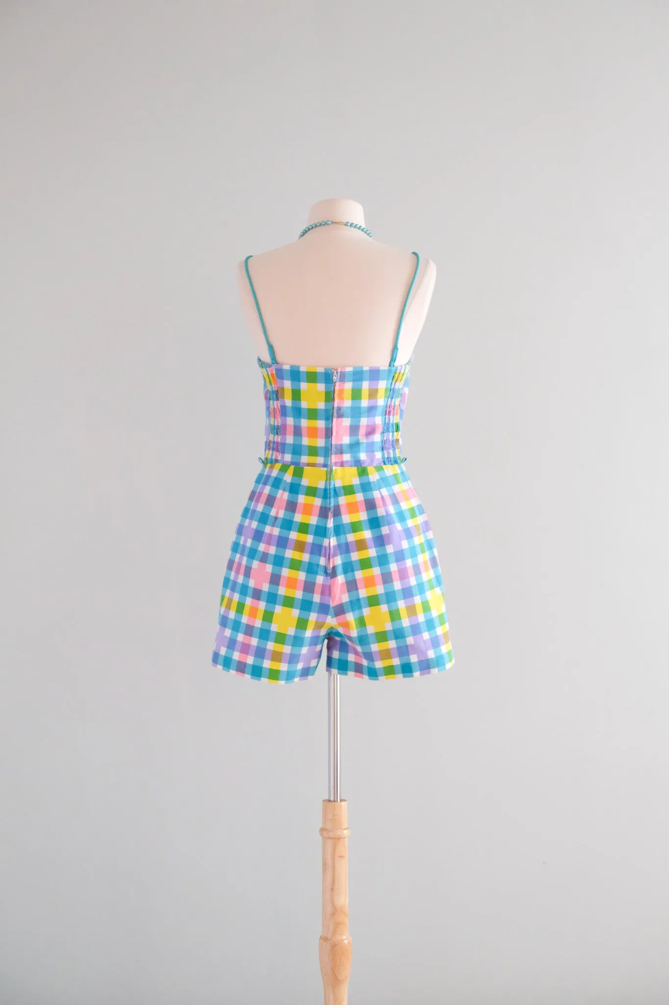 Amazing 1960’s Colorful Plaid Playsuit / Sz S/M