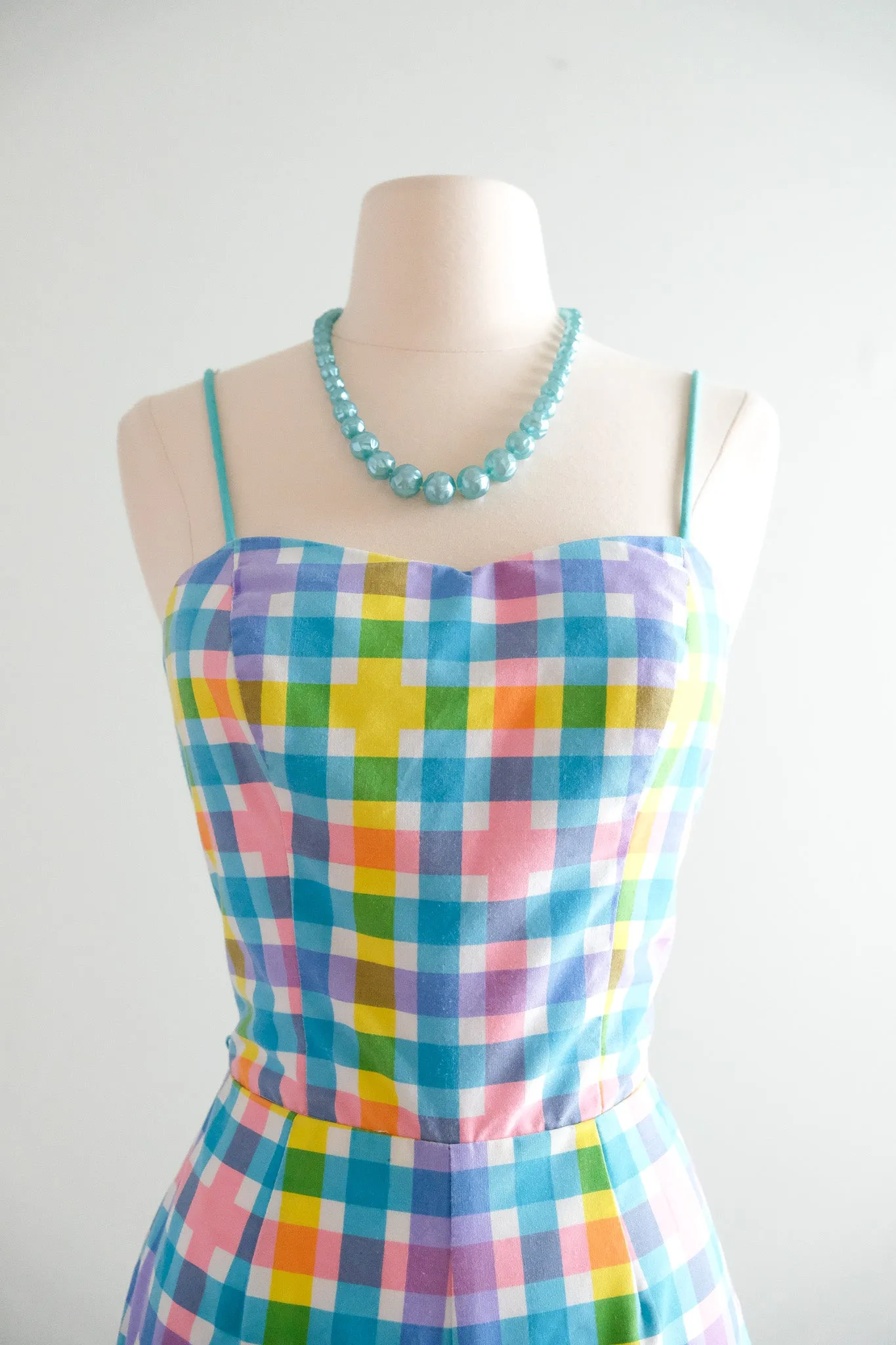 Amazing 1960’s Colorful Plaid Playsuit / Sz S/M