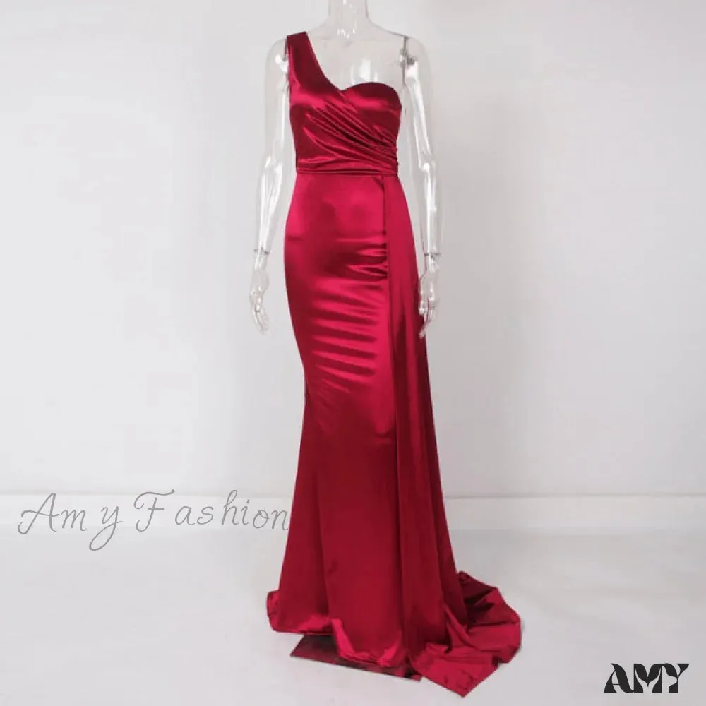 Amy Fashion - Sexy Satin Maxi Evening Party Dress