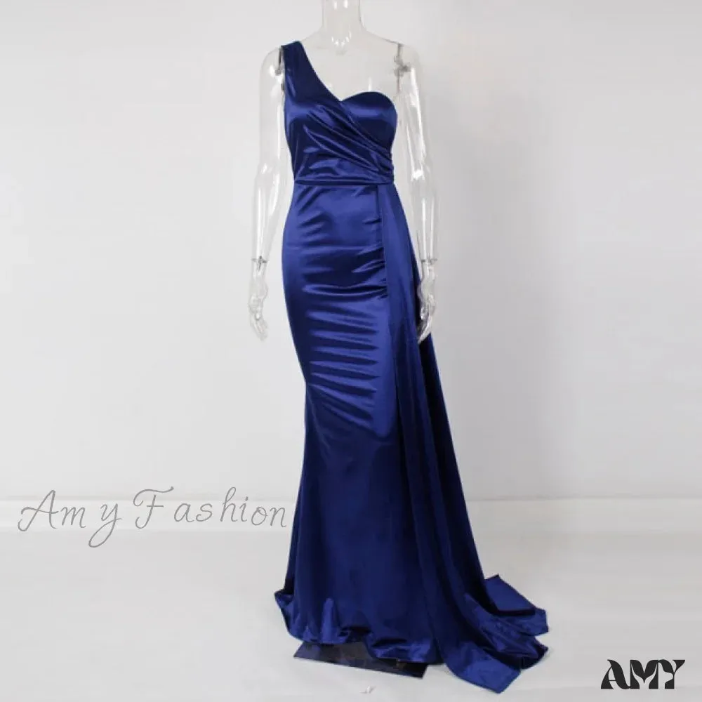 Amy Fashion - Sexy Satin Maxi Evening Party Dress