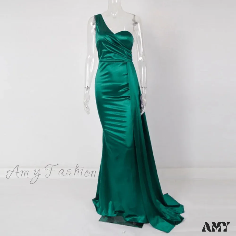 Amy Fashion - Sexy Satin Maxi Evening Party Dress