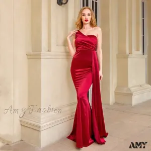 Amy Fashion - Sexy Satin Maxi Evening Party Dress