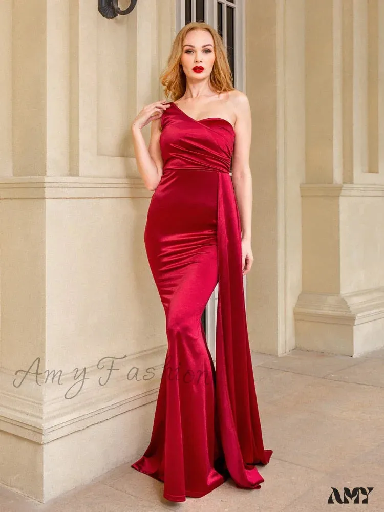 Amy Fashion - Sexy Satin Maxi Evening Party Dress