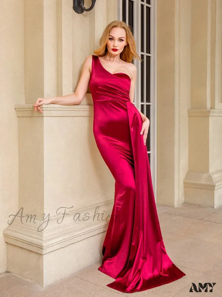 Amy Fashion - Sexy Satin Maxi Evening Party Dress