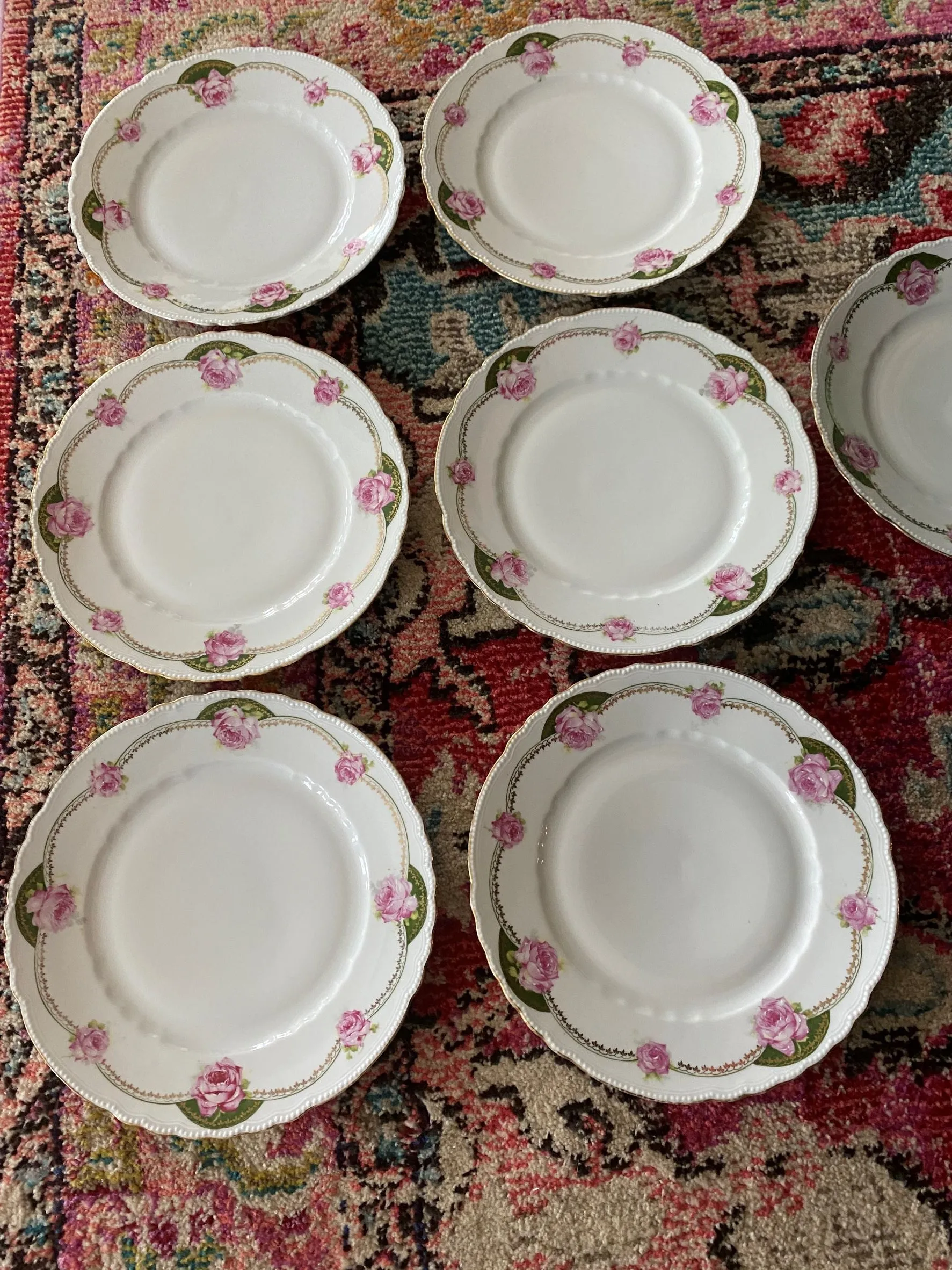 Antique Vintage Pink Plates - Set of 7 Ophelia, Austria