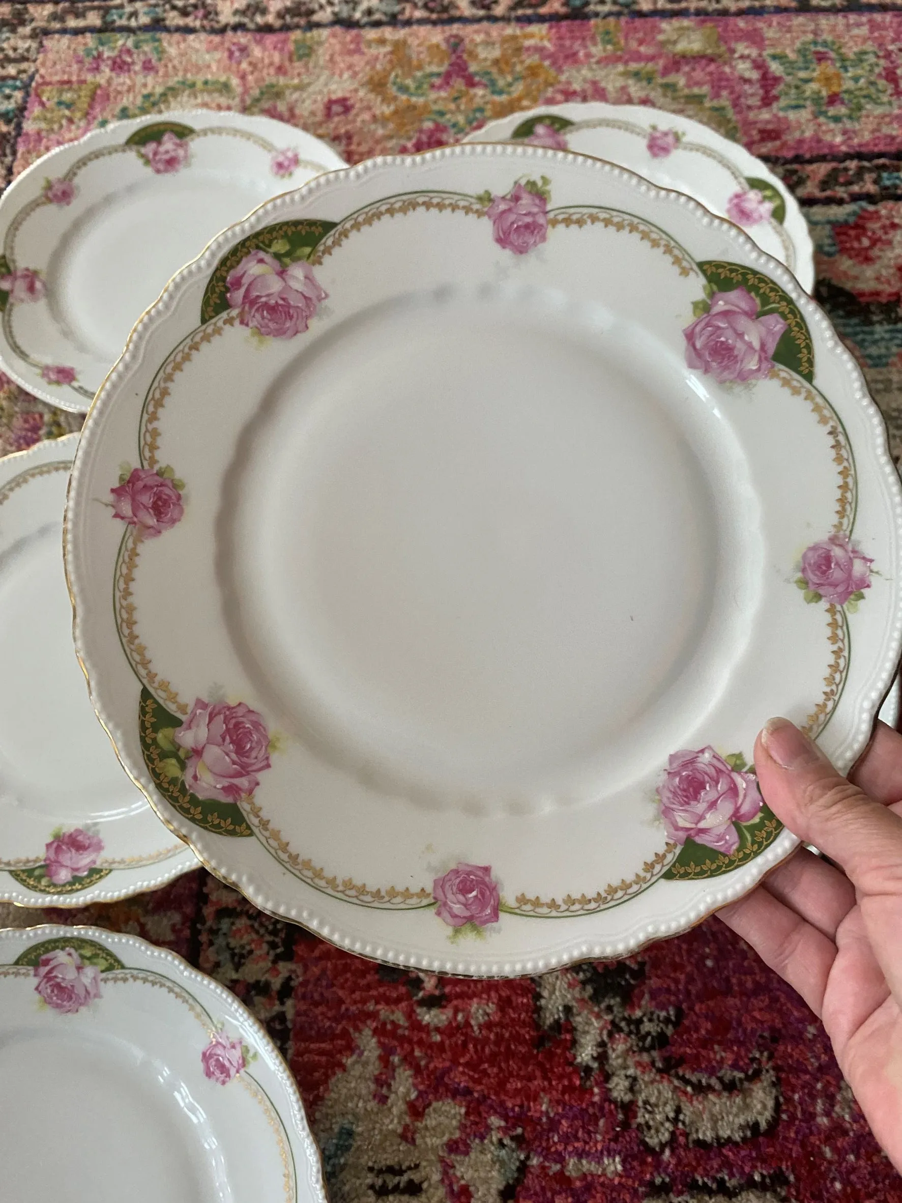 Antique Vintage Pink Plates - Set of 7 Ophelia, Austria