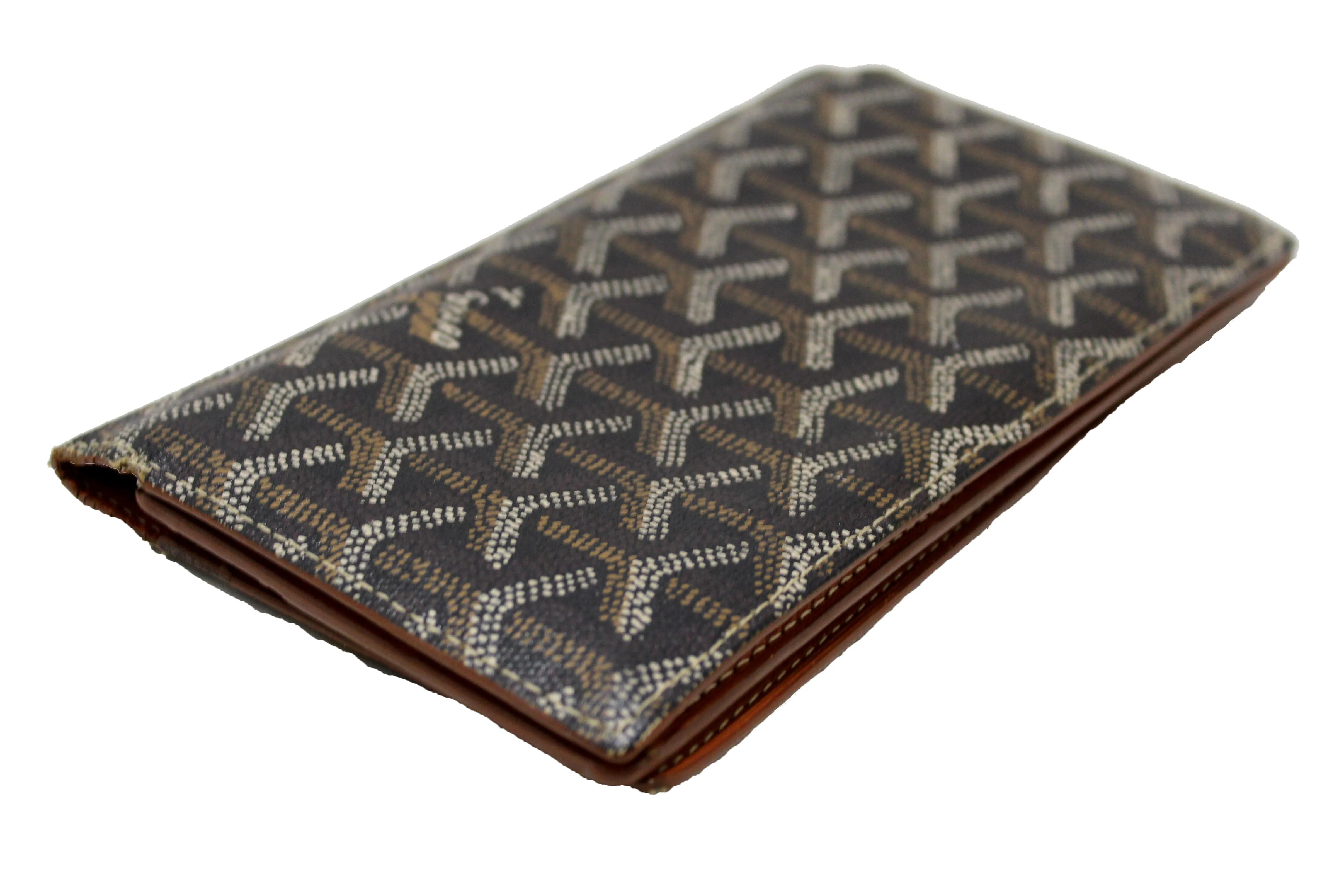 Authentic Goyard Black Goyardine Richelieu Black and Brown Long Wallet