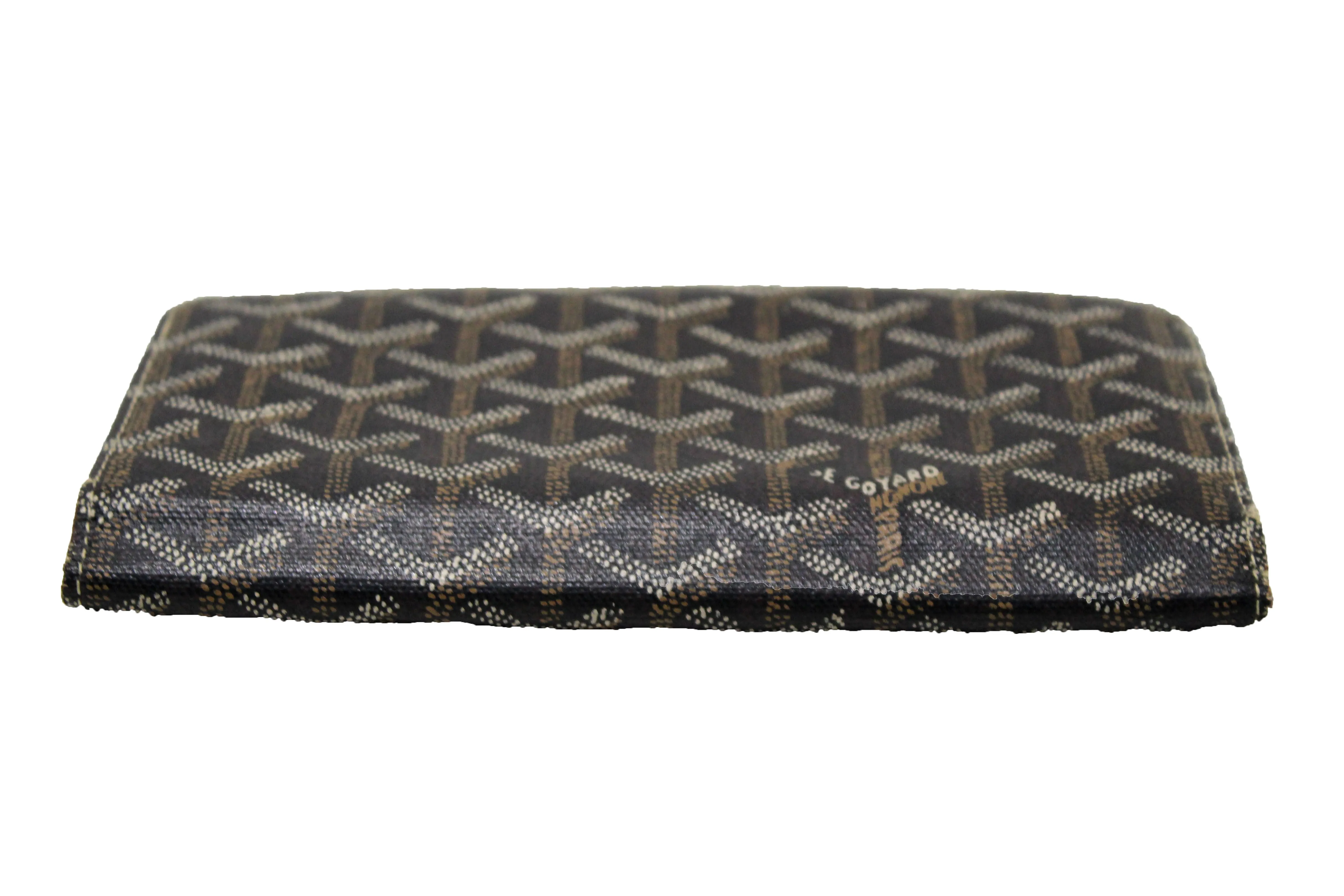 Authentic Goyard Black Goyardine Richelieu Black and Brown Long Wallet