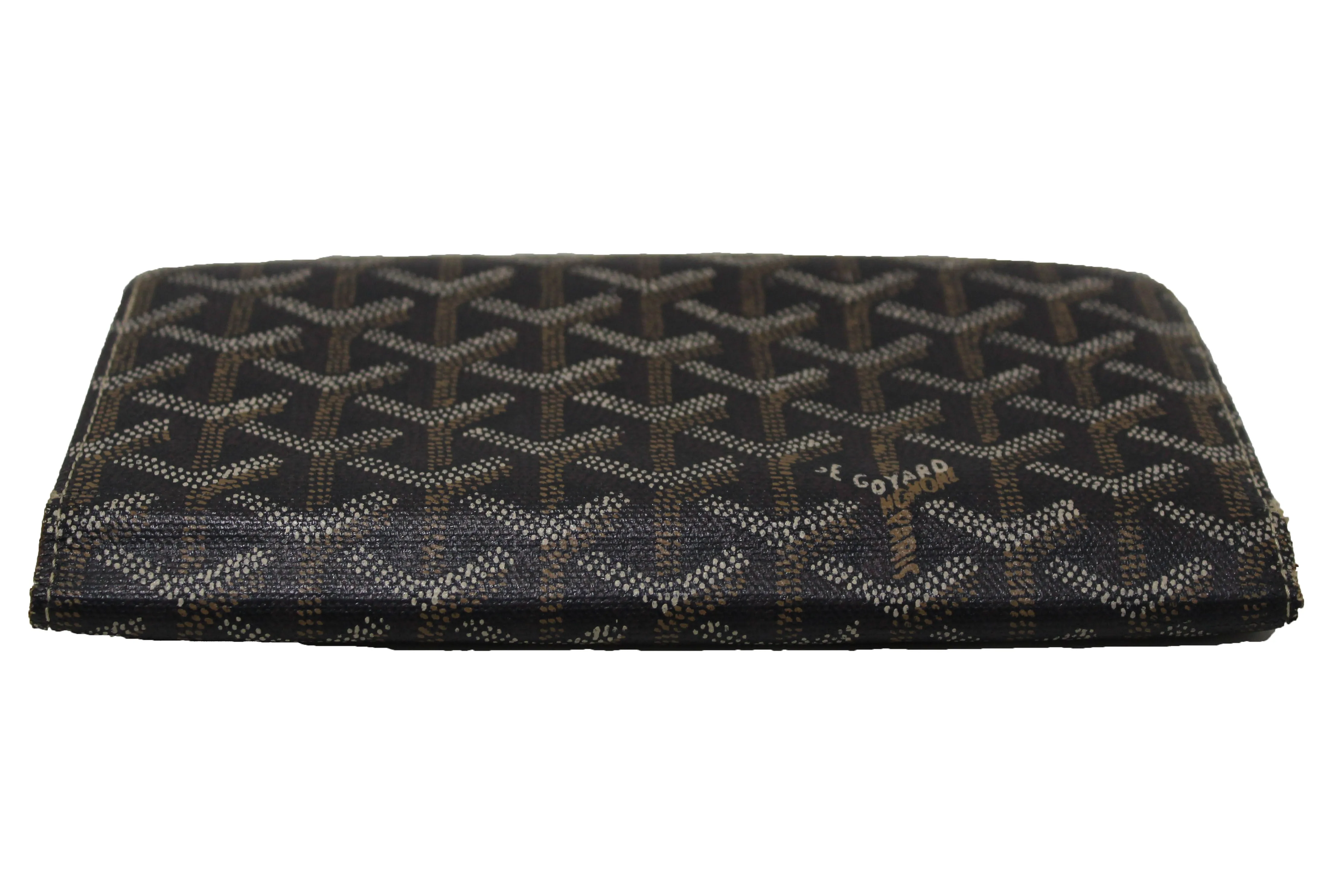 Authentic Goyard Black Goyardine Richelieu Black and Brown Long Wallet