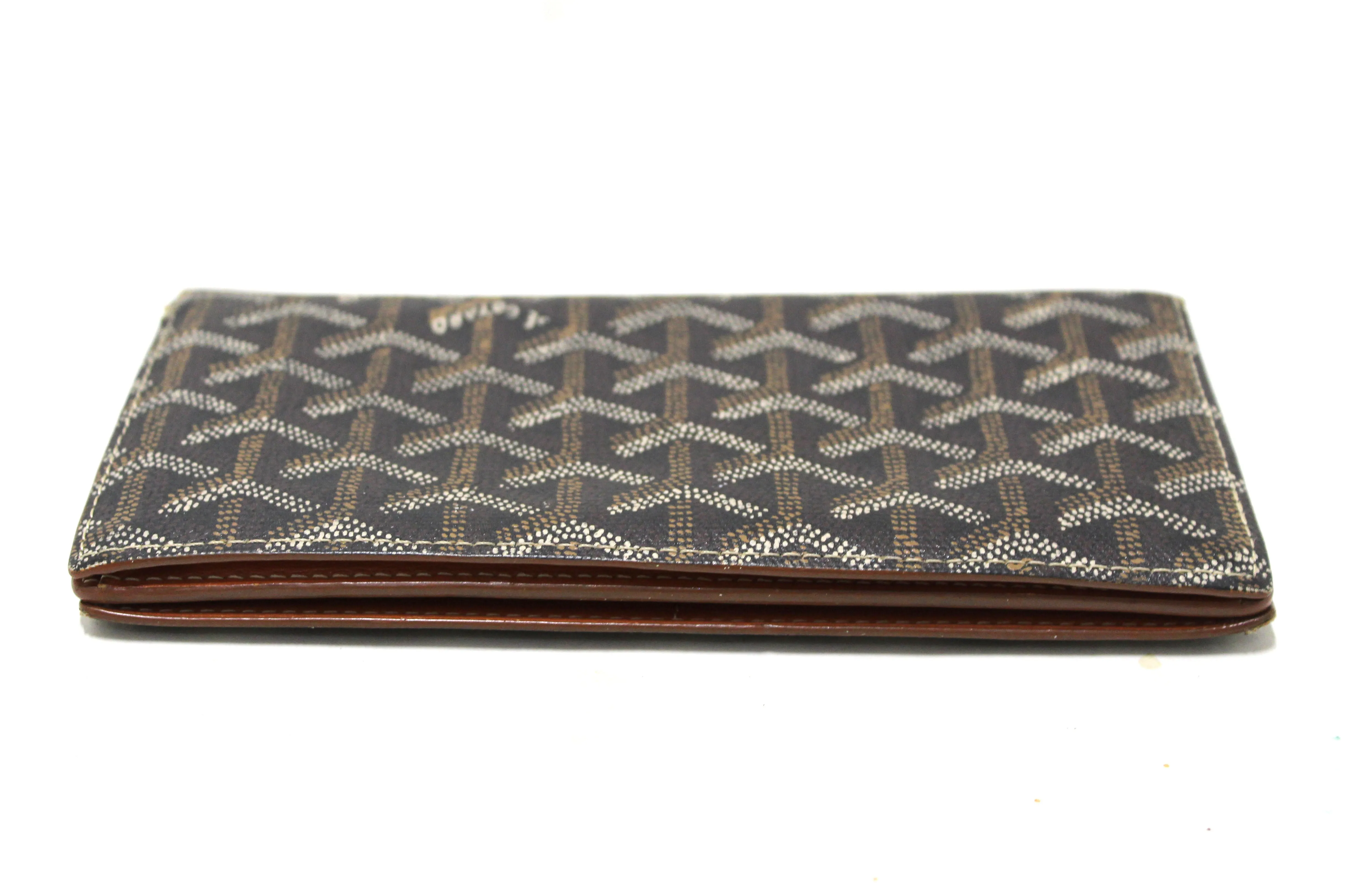 Authentic Goyard Black Goyardine Richelieu Black and Brown Long Wallet