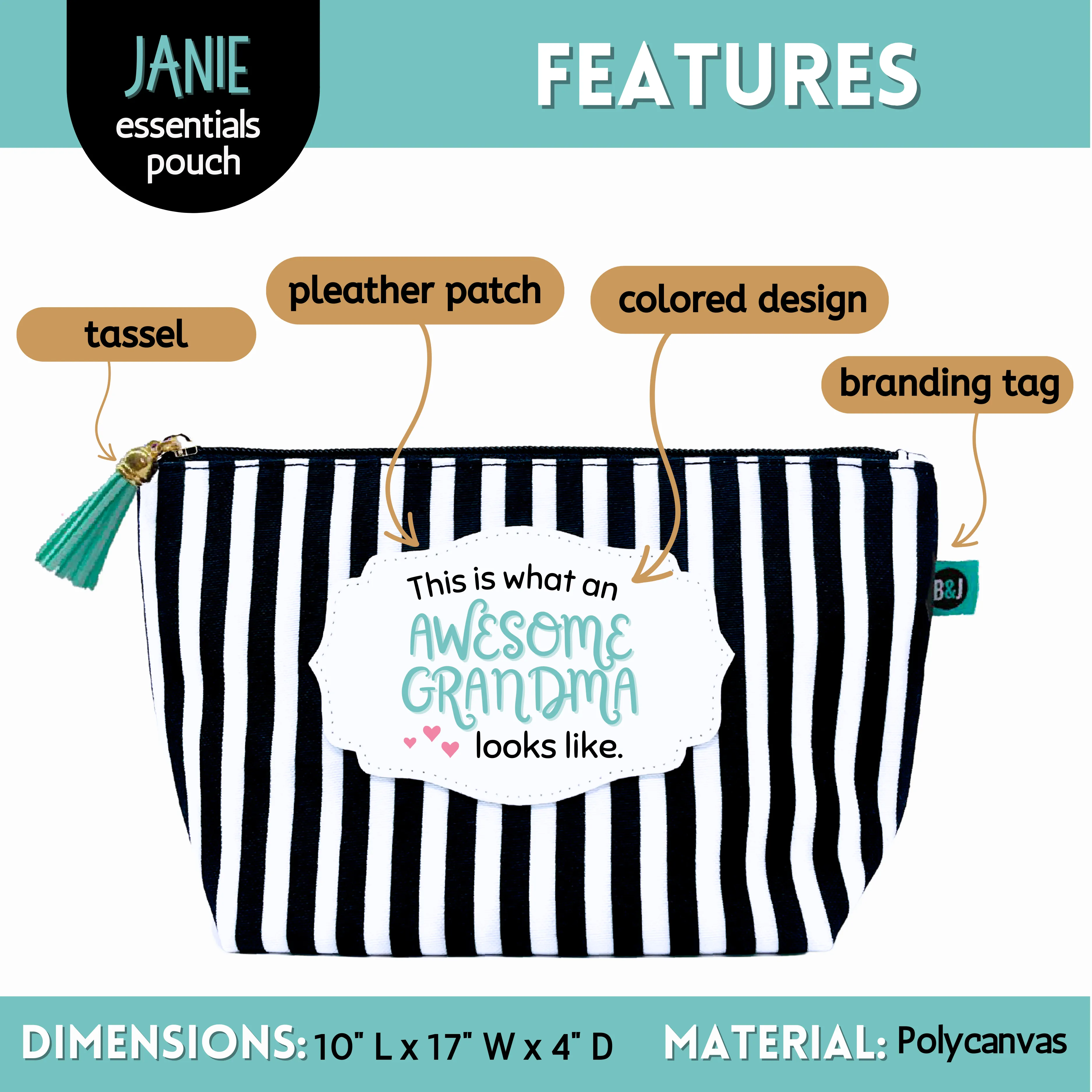 Awesome Grandma Janie Zippered Pouch