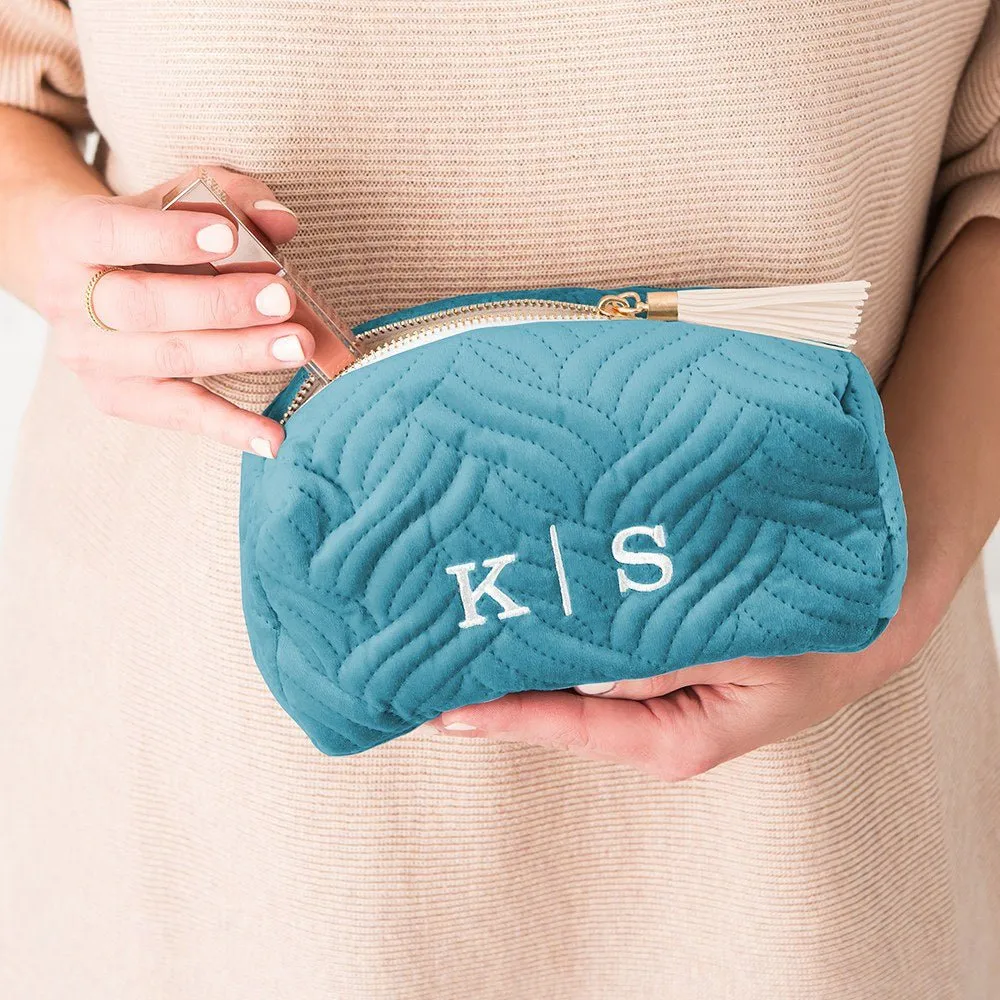 Baby Blue Velvet Makeup Bag