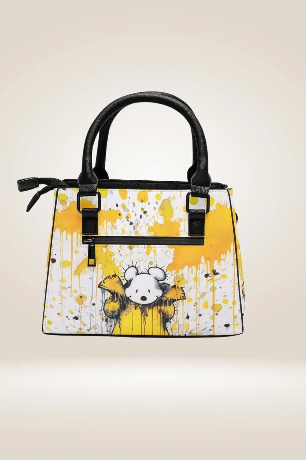 Bear In Yellow Coat White Satchel Bag