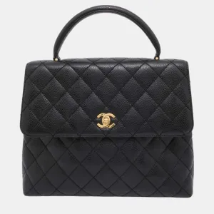 Black Caviar Skin Matelasse Coco Mark Handbag