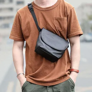 Black Cool Leather Mens Small Postman Bag Messenger Bag Black Courier Bag For Men