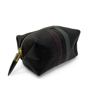 Black Petite Lizard Tri Stripe Cosmetic Case