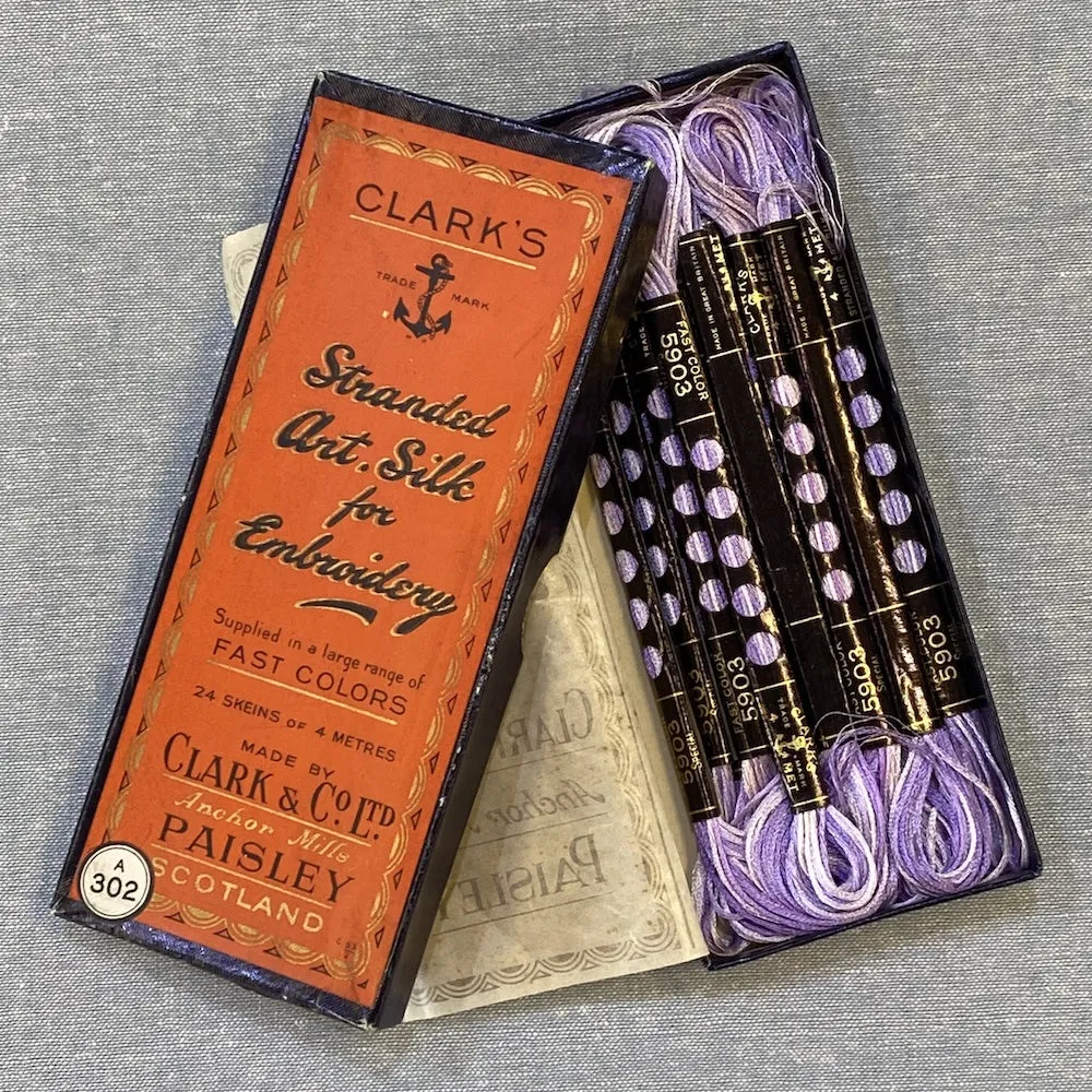 Box of Clark's Stranded Art. Silk Purple Variegated