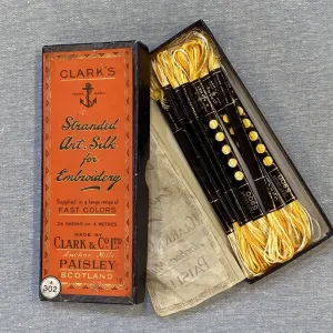 Box of Clark's Stranded Art. Silk Yellow Variegated