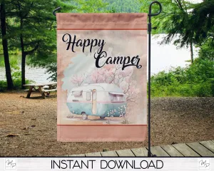 Camping Garden Flag Design for Sublimation, Yard / Campsite Flag, Digital Download