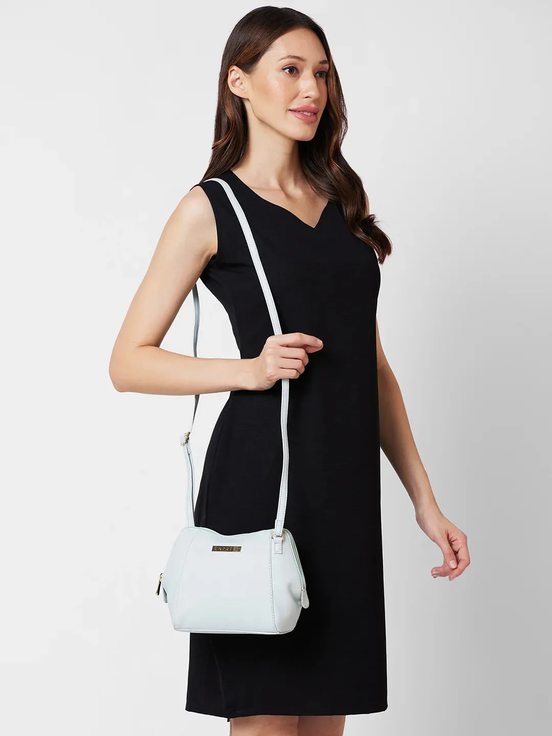 Caprese Holden Small Sling Solid Faux Leather For Women Black