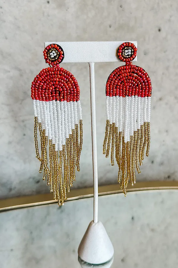 Cascade Red Gold Beaded Earrings