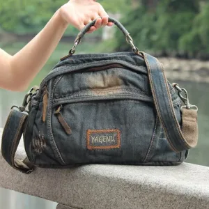 Casual Blue Denim Mens Womens Messenger Bag Jean Postman Bag Courier Bag For Women