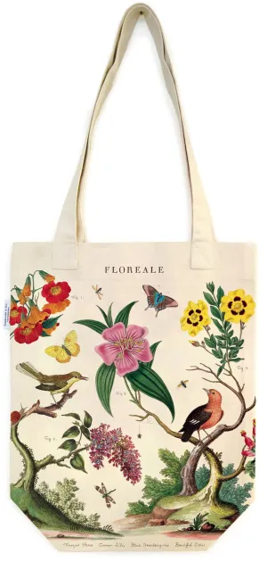 Cavallini - 100% Natural Cotton Vintage Tote Bag - 33x40.5cms - Floreale/Flora