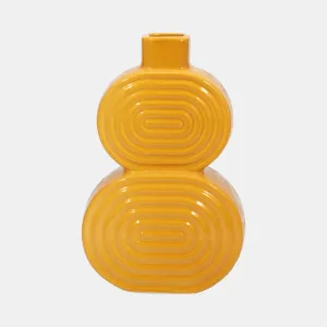 Cer, 10" Stacked Circles Vase, Mustard Gold