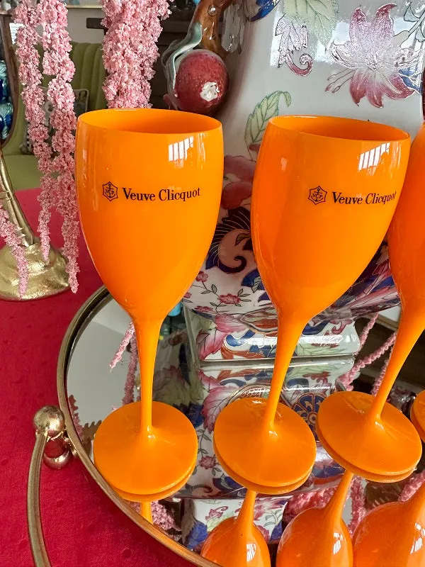 Champagne Glasses Veuve Clicquot, Orange, EACH SOLD SEPARATELY