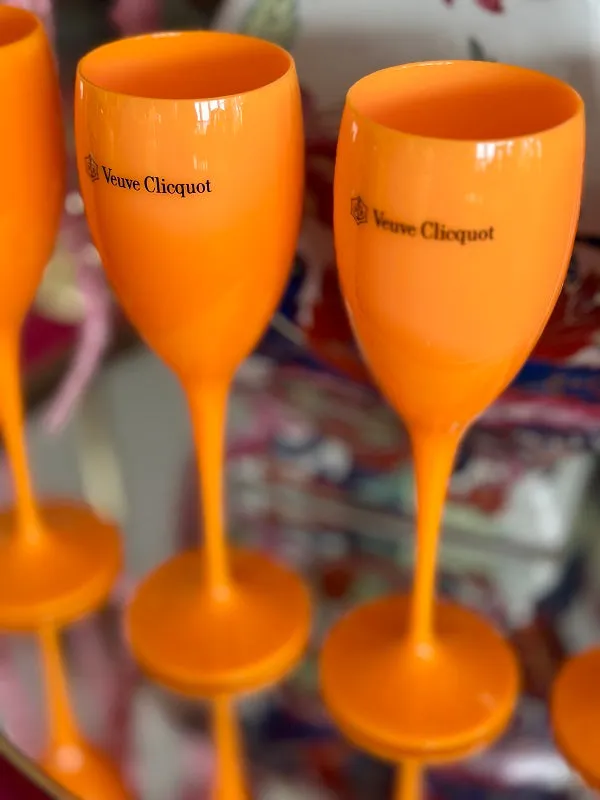 Champagne Glasses Veuve Clicquot, Orange, EACH SOLD SEPARATELY