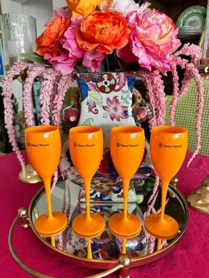 Champagne Glasses Veuve Clicquot, Orange, EACH SOLD SEPARATELY