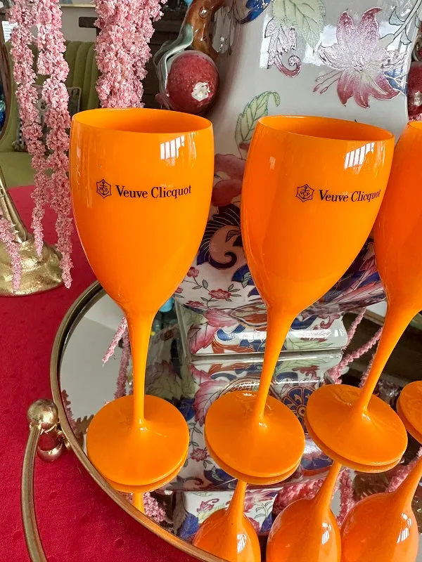 Champagne Glasses Veuve Clicquot, Orange, EACH SOLD SEPARATELY